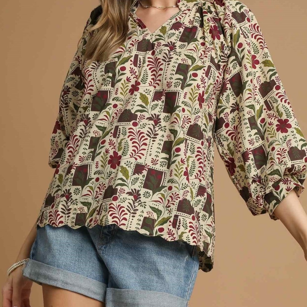 Umgee Multicolor‎ Floral Blouse Medium EUC